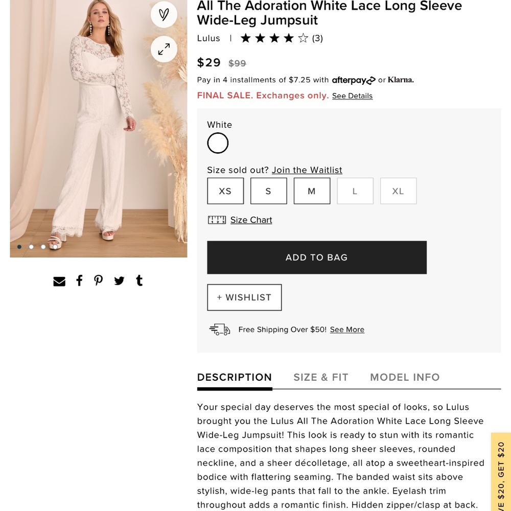 White lace Wedding Jumpsuit